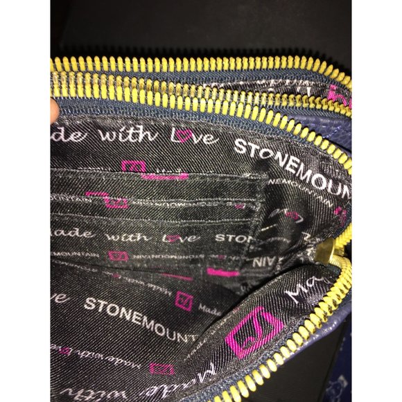 Stone Mountain Blue Leather Wristlet Multiple Zipper Pouches with Wrist Strap - Picture 8 of 8